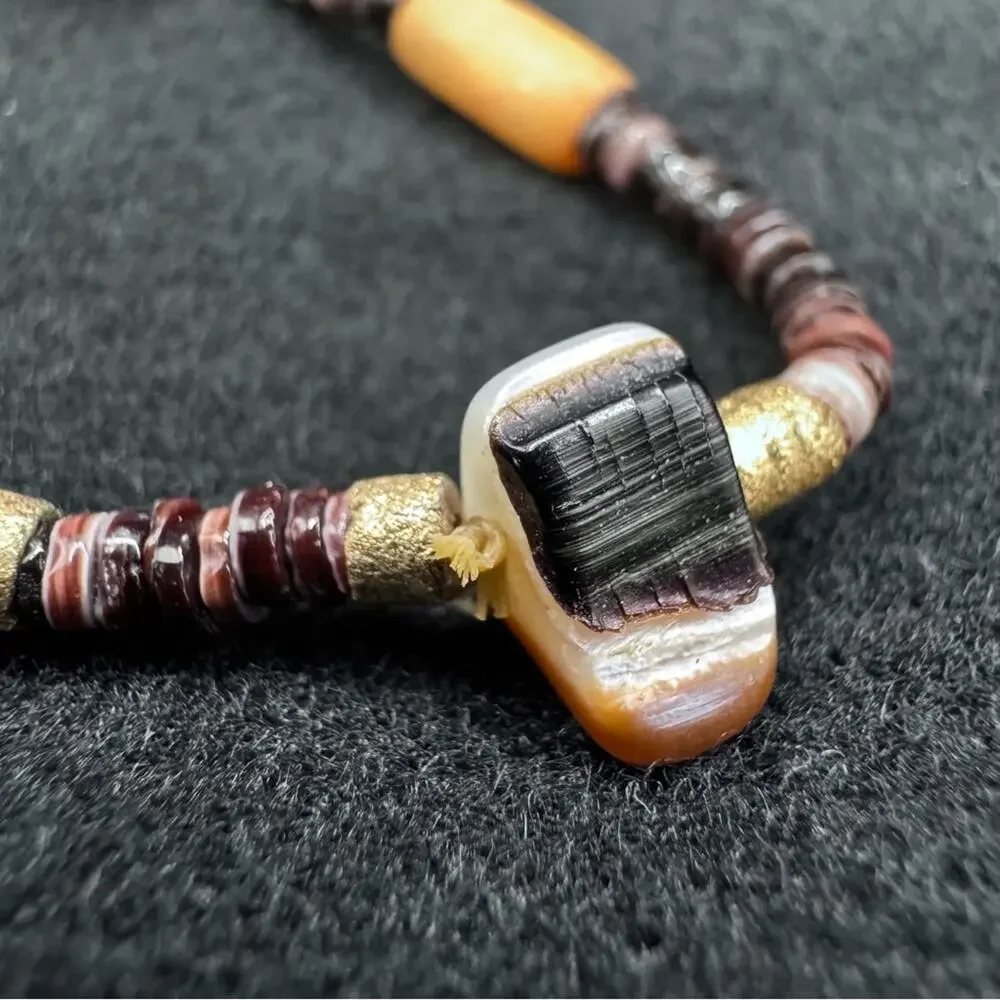 Natural Stone Heishi Beads Beaded Bracelet Earth Tones Artisan Bohemian